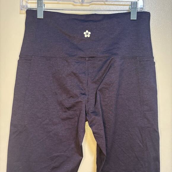 Tuff Athletics Navy Burnout Cropped High Rise Leggings Pockets Medium Activewear - Picture 6 of 8